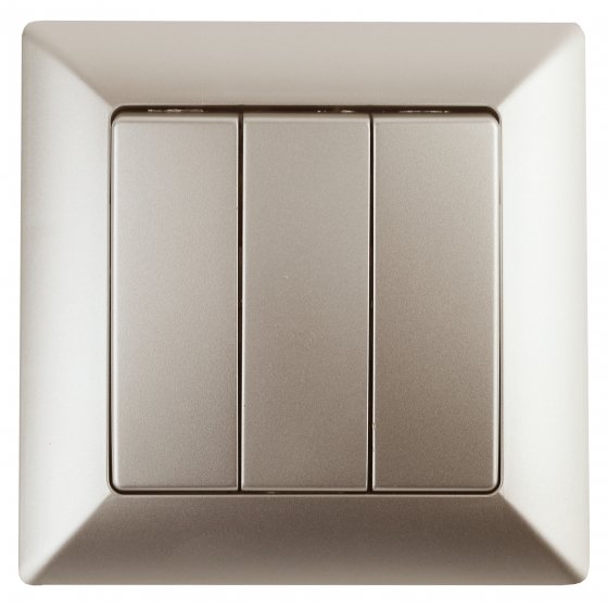 Фотография товара 'Эра Выключатель тройной, 10А-250В, СУ, Solo, шампань Б0043301'