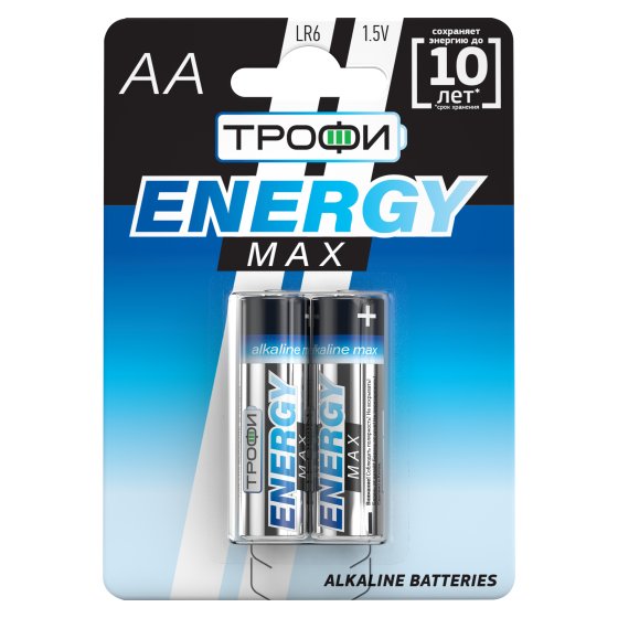 Фотография товара 'Эра Батарейки Трофи LR6-2BL ENERGY MAX Alkaline Б0018947'