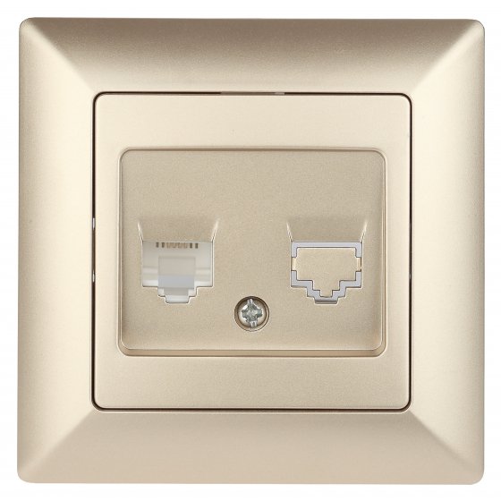 Фотография товара 'Эра Розетка Intro Solo 4-302-04 телефонная RJ11, СУ, шампань Б0043378'