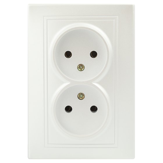 Фотография товара 'Эра Розетка Intro Plano 1-204-06 без заземления двойная 2х2P, 16А-250В, IP20, СУ, перламутр Б0053912'