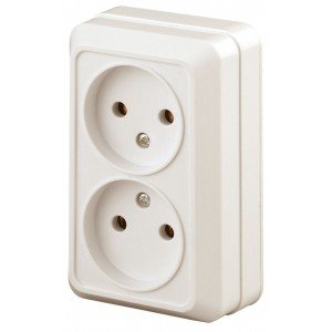 Фотография товара 'Эра Розетка 2х2P, 16А-250В, IP20, ОУ, Quadro, сл.кость Б0027653'