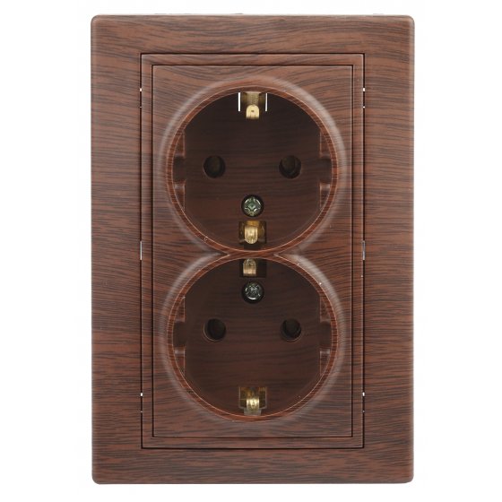 Фотография товара 'Эра Розетка 2X2P+E Schuko, 16А-250В, IP20, СУ, Plano, венге (10/100/1200) Б0030072'