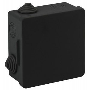 Фотография товара 'Эра Распаячная коробка KOR-100-100-50-8g-B открытой установки КОР 100х100х50мм черная с гермовводами 8 входов IP54 Б0061777'