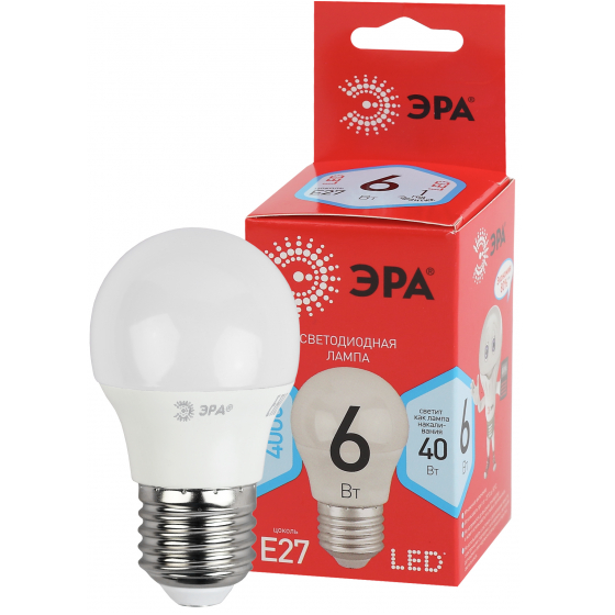 Фотография товара 'Эра Лампочка светодиодная RED LINE LED P45-8W-840-E14 Б0052440'