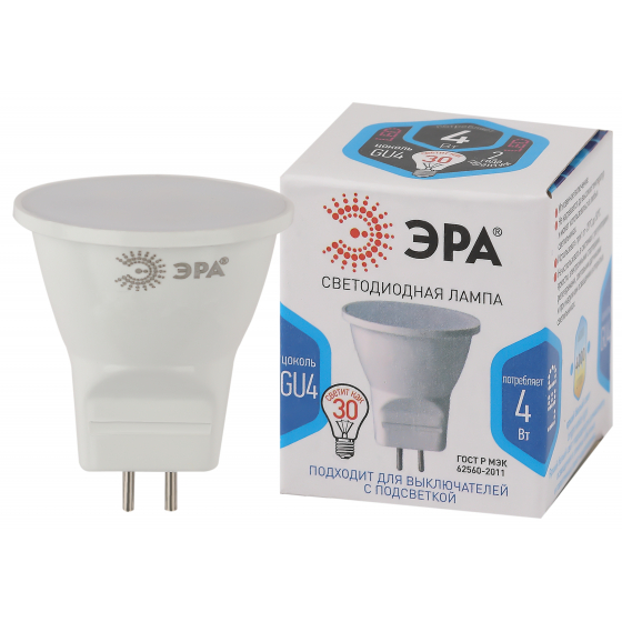 Фотография товара 'Эра Лампочка светодиодная STD LED MR11-4W-840-GU4 Б0049066'