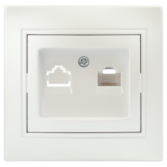 Фотография товара 'Эра Розетка Intro Plano 1-303-06 информационная RJ45, IP20, СУ, перламутр Б0053987'