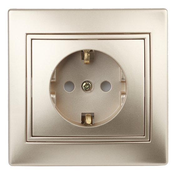 Фотография товара 'Эра Розетка 2P+E Schuko со шторками, 16А-250В, IP20, СУ, Plano, шампань (10/200/2000) Б0030075'