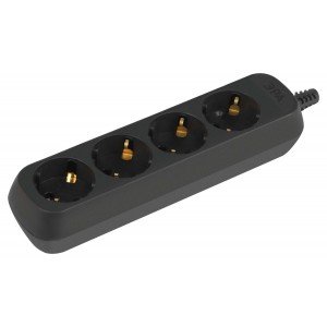 Фотография товара 'Эра Колодка ЭРА KX-4e-B 4 розетки с заземлением черная Б0061730'