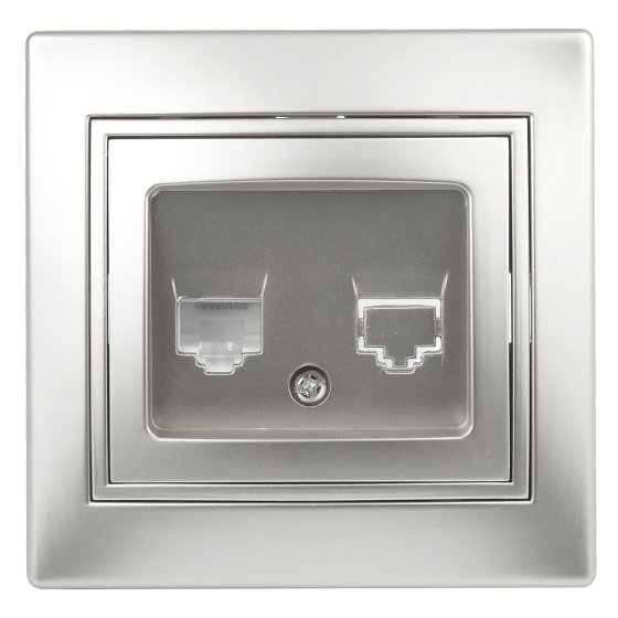 Фотография товара 'Эра Розетка Intro Plano 1-303-03 информационная RJ45, IP20, СУ, алюминий Б0030086'