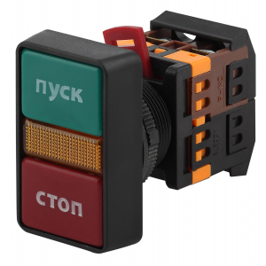 Фотография товара 'Эра Кнопка РPВВ-30N "Пуск-Стоп" d30мм неон/240В 1з+1р Б0045627'
