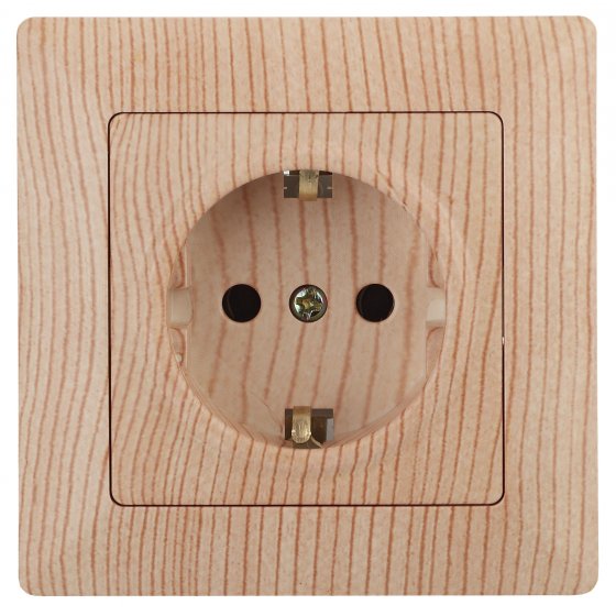 Фотография товара 'Эра Розетка 2P+E Schuko со шторками, 16А-250В, СУ, Solo, сосна Б0043346'