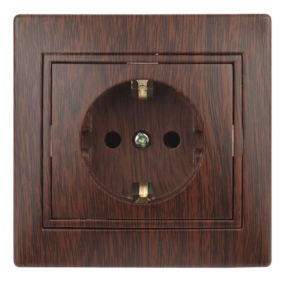 Фотография товара 'Эра Розетка Intro Plano 1-202-10 с заземлением 2P+E Schuko, 16А-250В, IP20, СУ, венге Б0053885'