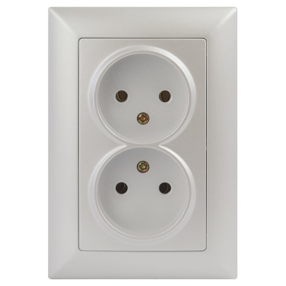 Фотография товара 'Эра Розетка Intro Solo 4-204-06 без заземления двойная 2х2P, 16А-250В, IP20, СУ, перламутр Б0053671'