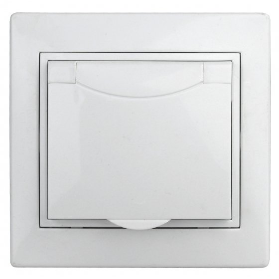 Фотография товара 'Эра Розетка 2P+E Schuko с крышкой со шторками, 16А-250В, IP42, СУ, Plano, белый (10/100/2500) Б0035338'