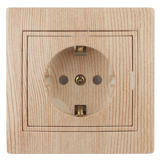 Фотография товара 'Эра Розетка 2P+E Schuko со шторками, 16А-250В, IP20, СУ, Plano, сосна (10/200/2000) Б0030077'