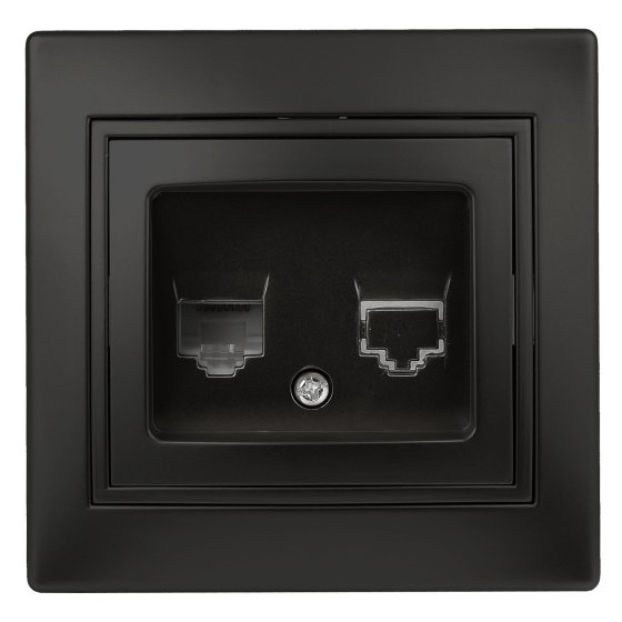 Фотография товара 'Эра Розетка Intro Plano 1-302-05 телефонная RJ11, IP20, СУ, антрацит Б0044574'