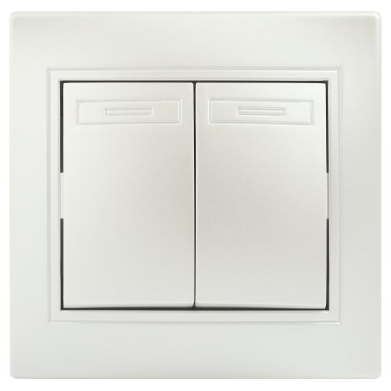 Фотография товара 'Эра Переключатель Intro Plano 1-107-06 двухклавишный, 10А-250В, IP20, СУ, перламутр Б0053811'