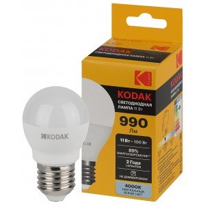 Фотография товара 'Эра Лампочка светодиодная Kodak LED KODAK P45-11W-840-E27 E27 / Е27 11Вт шар Б0057621'