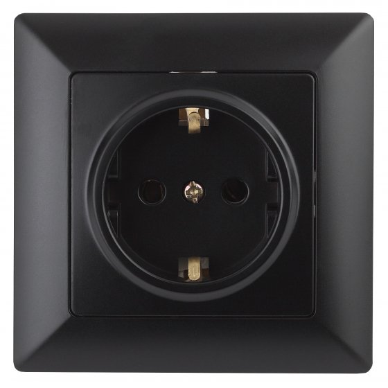 Фотография товара 'Эра Розетка 2P+E Schuko со шторками, 16А-250В, СУ, Solo, антрацит Б0043344'