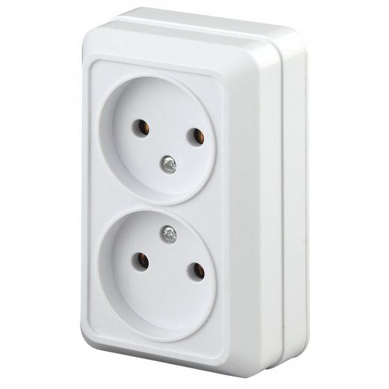 Фотография товара 'Эра Розетка Intro Quadro 2-203-01 двойная без заземления 2х2P, 16А-250В, IP20, ОУ, Quadro, белый Б0053792'