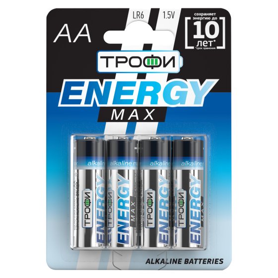 Фотография товара 'Эра Батарейки Трофи LR6-4BL ENERGY MAX Alkaline Б0015138'