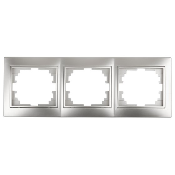 Фотография товара 'Эра Рамка для розеток и выключателей Intro Plano 1-503-03 на 3 поста горизонтальная, СУ, алюминий Б0030098'