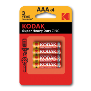 Фотография товара 'Эра Батарейки Kodak R03-4BL SUPER HEAVY DUTY Zinc Б0005118'