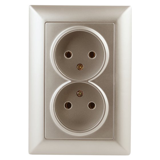 Фотография товара 'Эра Розетка 2х2P, 16А-250В, СУ, Solo, шампань Б0043329'