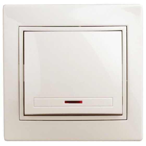 Фотография товара 'Эра Выключатель Intro Plano 1-102-02 одноклавишный с подсветкой, 10А-250В, IP20, СУ, слоновая кость Б0053730'