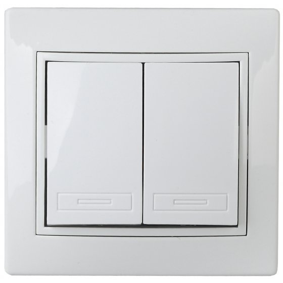 Фотография товара 'Эра Выключатель Intro Plano 1Э-104-01 двухклавишный, 10А-250В, СУ, без лапок, белый Б0038825'