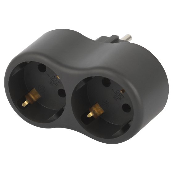 Фотография товара 'Эра Разветвитель электрический SPx-2e-B на 2 розетки с заземлением 16А черный Б0059722'