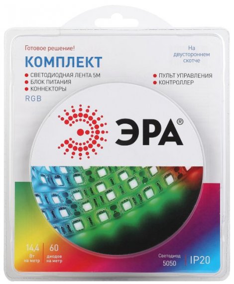 Фотография товара 'Эра Комплект светодиодной ленты 5050kit-14,4-60-12-IP20-RGB-5m Б0043067'