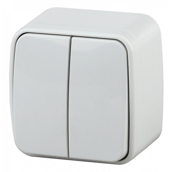 Фотография товара 'Эра Выключатель Intro Polo 3-104-01 двухклавишный, 10A-250В, IP20, ОУ, белый Б0053537'