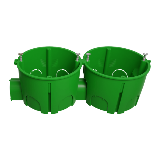 Фотография товара 'Эра Коробка установочная ЭРА KUTS1-68-45-green зеленая 68х45мм для твердых стен с саморезами, один стыковочный узел IP20 Б0061164'