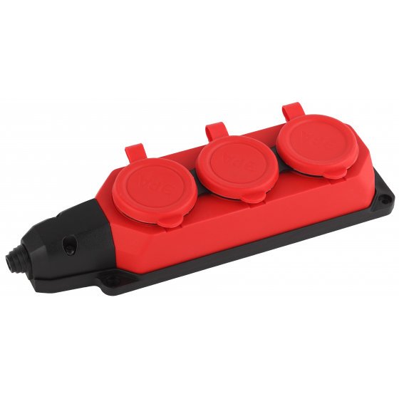 Фотография товара 'Эра Колодка каучуковая с/з 3гн 16A IP44 красная Б0044552'