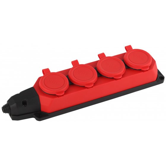 Фотография товара 'Эра Колодка каучуковая с/з 4гн 16A IP44 красная Б0044553'