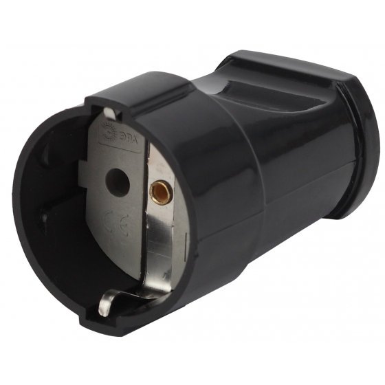 Фотография товара 'Эра Розетка кабельная с/з прямая 16A черная (24/384/4608) Б0039683'