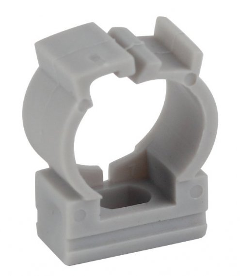 Фотография товара 'Эра Крепеж-клипса (серый) для трубы d 16мм с фиксатором Б0047268'