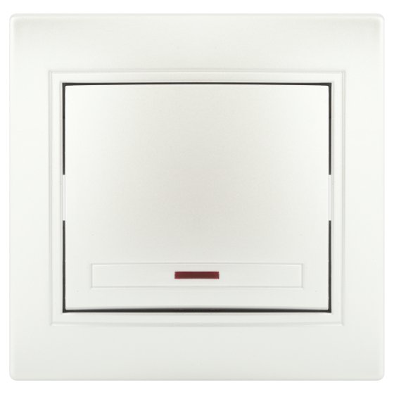 Фотография товара 'Эра Выключатель Intro Plano 1-102-06 одноклавишный с подсветкой, 10А-250В, IP20, СУ, перламутр Б0053736'