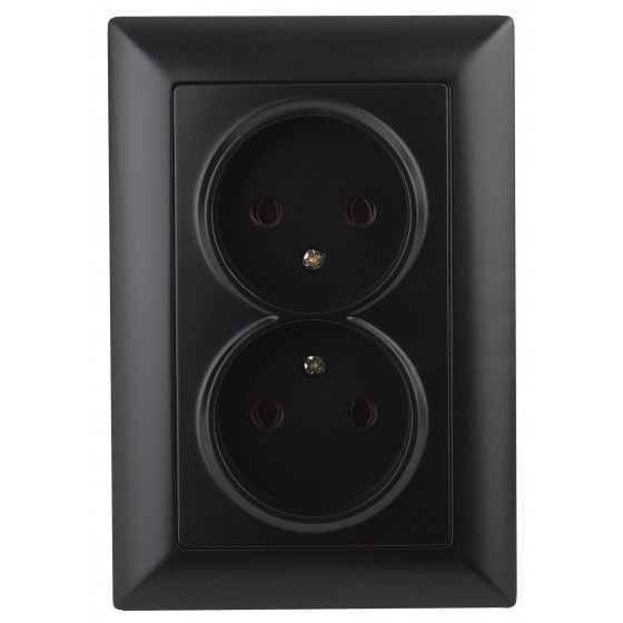 Фотография товара 'Эра Розетка Intro Solo 4-204-05 без заземления двойная 16А-250В, IP20, СУ, антрацит Б0053670'