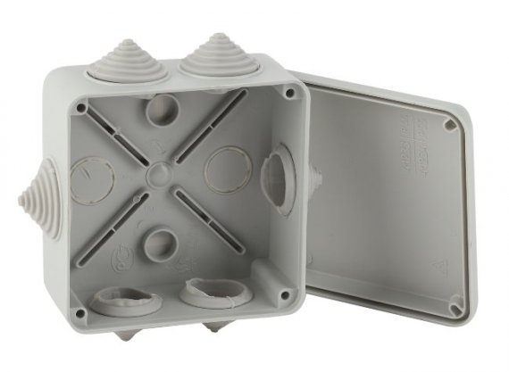 Фотография товара 'Эра Коробка распаячная открытой установки КОРv 100х100х50мм на винтах 6 гермовводов IP55 Б0047264'