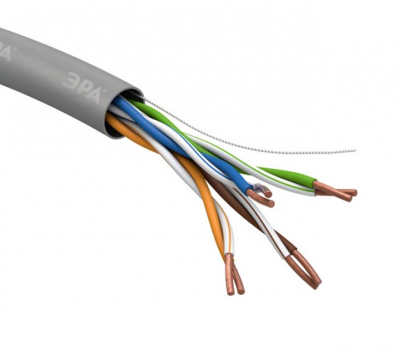 Фотография товара 'Эра Кабель витая пара U/UTP 4x2x24AWG Cat5e CU PVC 305м SIMPLE Б0044426'