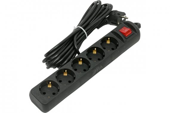 Фотография товара 'Эра Б0057732 Удлинитель электрический UX-5es-5m-B с заземлением с выключателем 5 розеток'