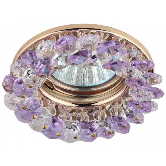 Фотография товара 'Эра Светильник DK16 GD/WH/PU декор круглый с мелкими хрусталиками золото/прозрачный фиолетовый C0043796'