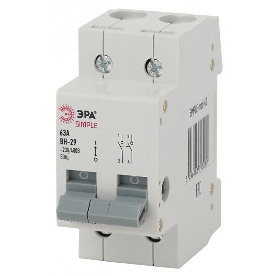 Фотография товара 'Эра Выключатель нагрузки (мини-рубильник) ВН-29 4P 40А SIMPLE-mod-69 Б0039259'