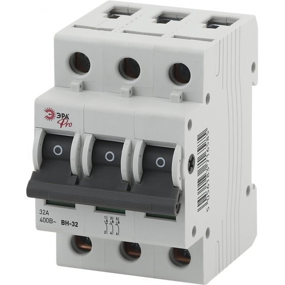 Фотография товара 'Эра Выключатель нагрузки (мини-рубильник) ВН-32 3P 32A NO-902-94 Б0031918'