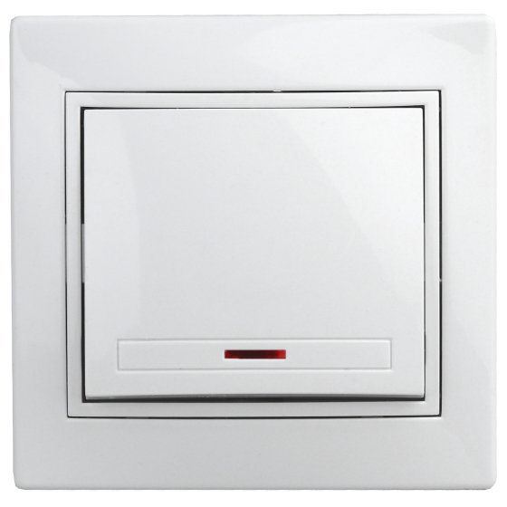 Фотография товара 'Эра Выключатель с подсветкой, 10А-250В, IP20, СУ, Plano, белый (10/200/2400) Б0027597'