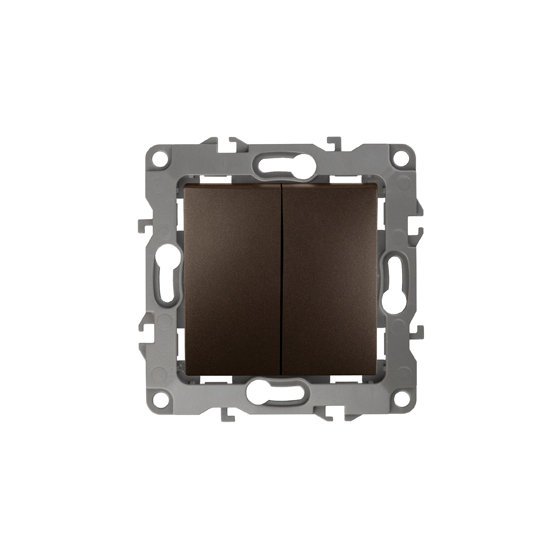 Фотография товара 'Эра Выключатель двойной, 10АХ-250В, без м.лапок, Эра12, бронза Б0019312'