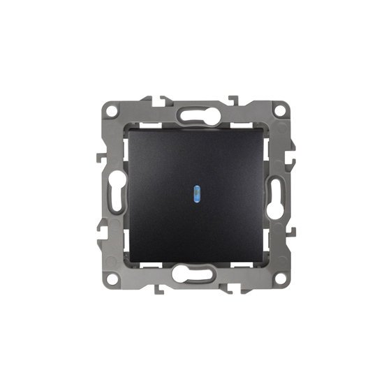 Фотография товара 'Эра Выключатель с подсветкой, 10АХ-250В, Эра12, антрацит Б0014637'