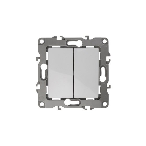 Фотография товара 'Эра Выключатель двойной, 10АХ-250В, Эра12, белый Б0014645'